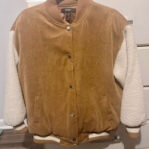Forever 21 Tan and Cream Varsity Jacket
